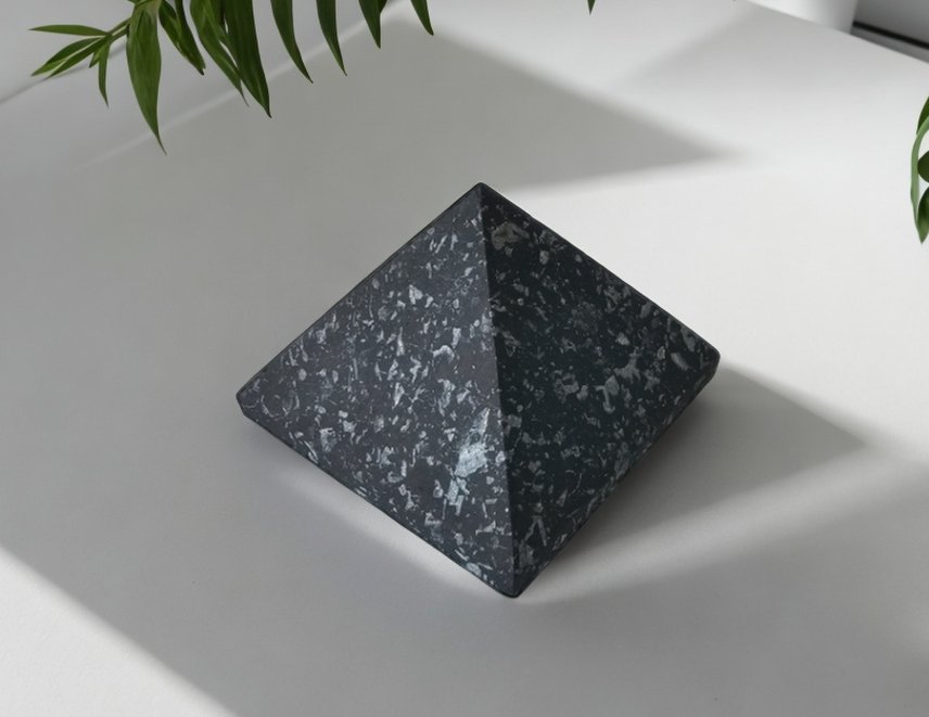Shungite and Quartz 50mm Unpolished Pyramid for Protection and Grounding - GroundedKiwi.nz 505gemf