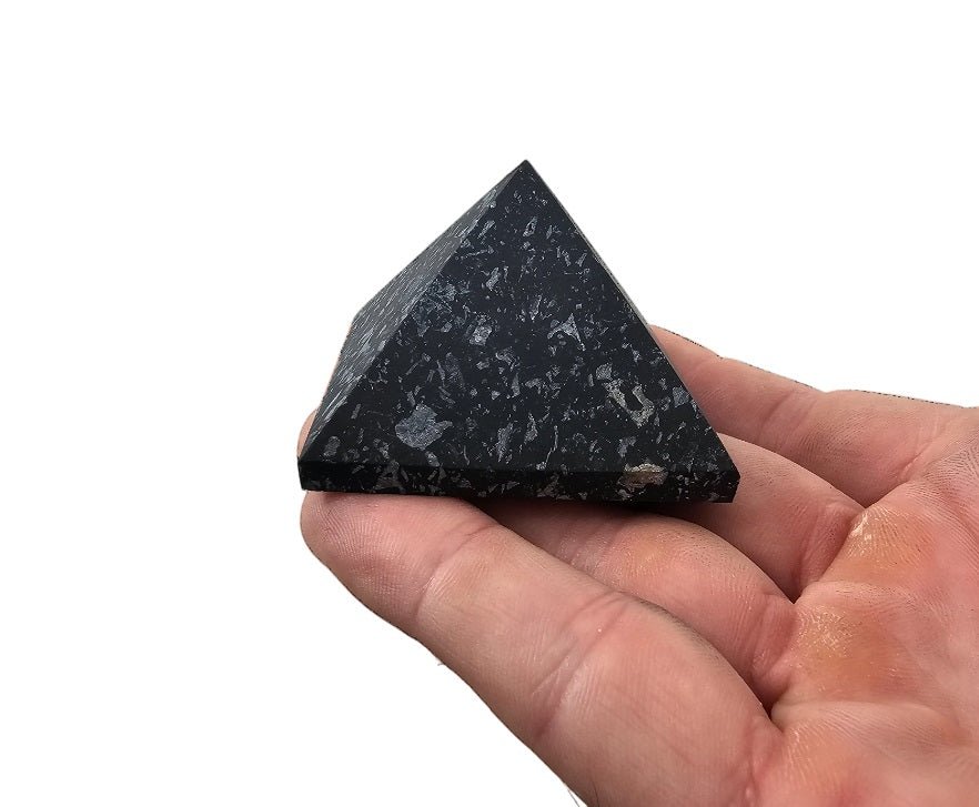 Shungite and Quartz 50mm Unpolished Pyramid for Protection and Grounding - GroundedKiwi.nz 505gemf