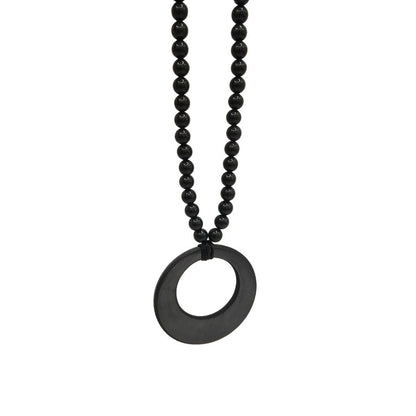 Shungite Beads & Moon, Double Circle Necklace - Genuine Shungite - GroundedKiwi.nzNecklace Necklace5ganit radiationcrystal