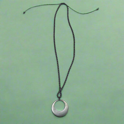 Shungite Beads & Moon, Double Circle Necklace - Genuine Shungite - GroundedKiwi.nzNecklace Necklace5ganit radiationcrystal