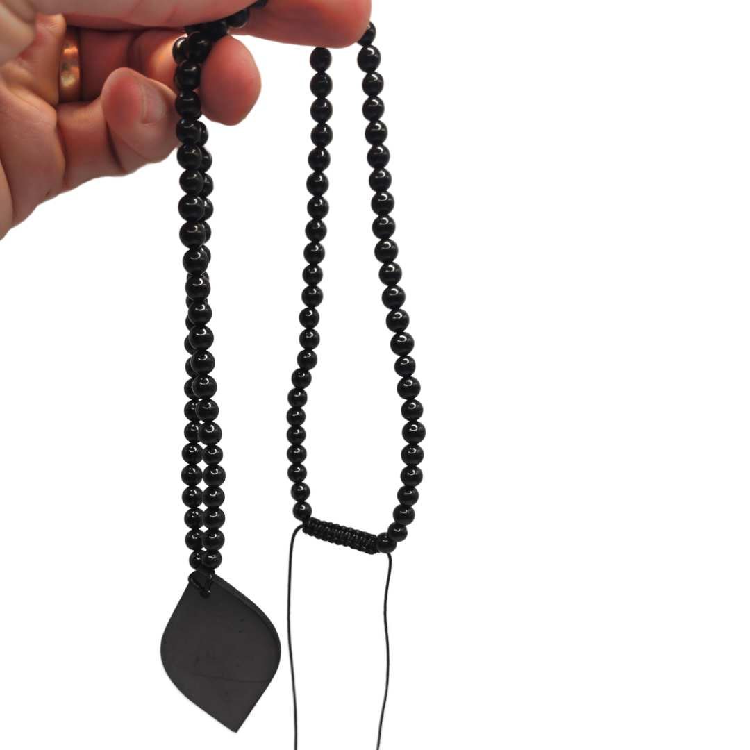 Shungite Beads & Petal Necklace - Embrace Natural Health - GroundedKiwi.nzNecklace Necklace5ganit radiationcrystal
