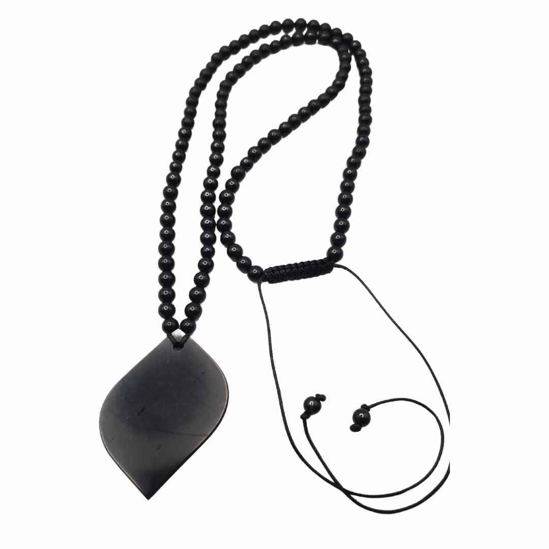 Shungite Beads & Petal Necklace - Embrace Natural Health - GroundedKiwi.nzNecklace Necklace5ganit radiationcrystal