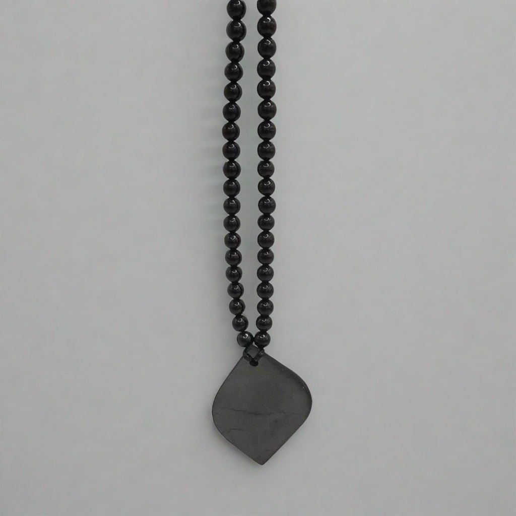 Shungite Beads & Petal Necklace - Embrace Natural Health - GroundedKiwi.nzNecklace Necklace5ganit radiationcrystal