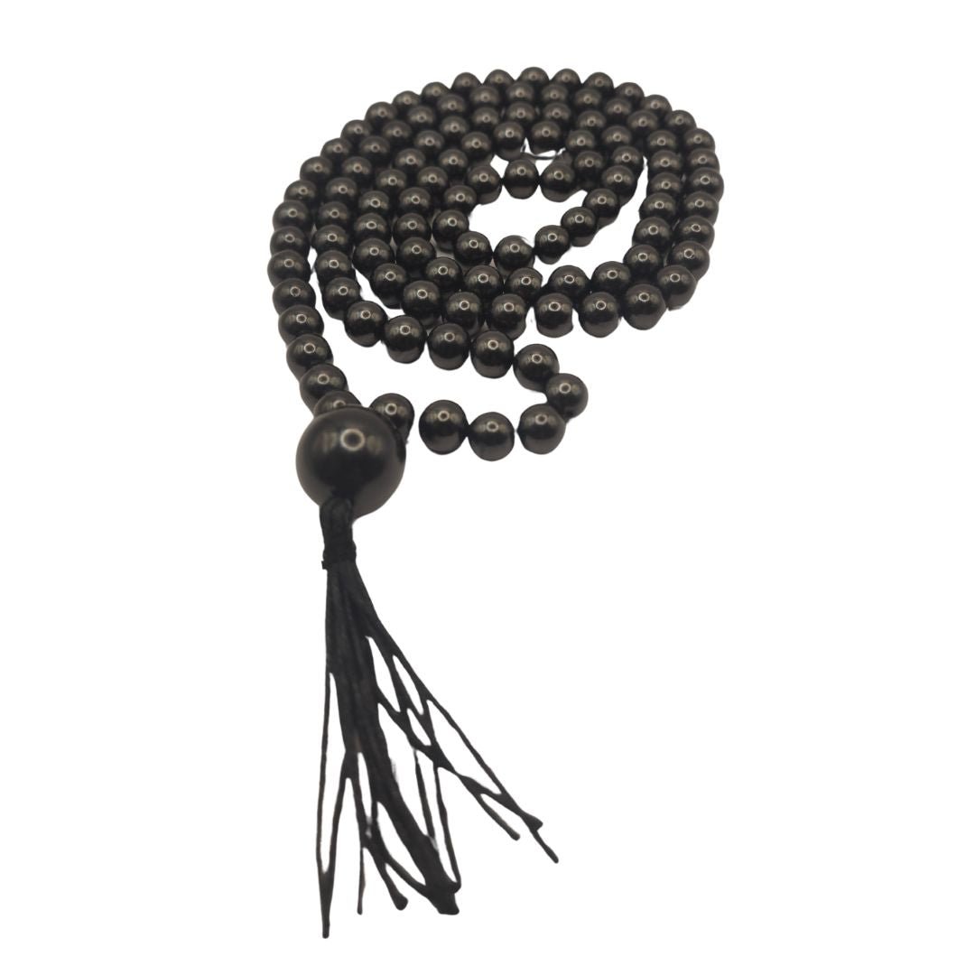 Shungite Buddhist Prayer Beads with Tassel - Beautiful and Powerful Shungite - GroundedKiwi.nzNecklace Necklace5ganit radiationBuddhist
