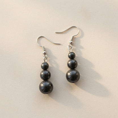 Shungite Cascading Drop Hook Earrings - GroundedKiwi.nzearrings earringsbeadearringsemf