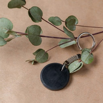 Shungite Circle Keyring - 35mm - GroundedKiwi.nz caremfemf protection