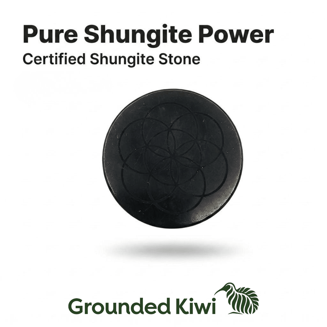 Shungite Device Sticker 70mm Laptop & Tablets - GroundedKiwi.nz 5ganit radiationcell