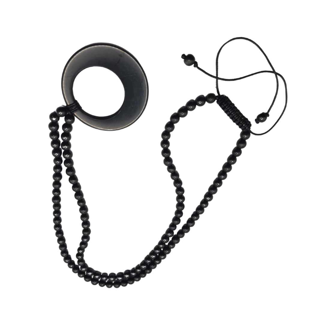 Shungite Double Circle with Beads Necklace - Genuine Shungite - GroundedKiwi.nzNecklace Necklace5ganit radiationcrystal