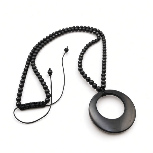 Shungite Double Circle with Beads Necklace - Genuine Shungite