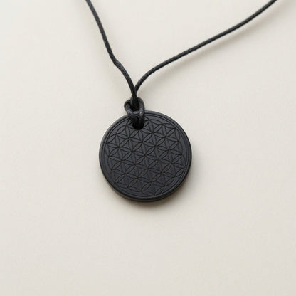 Shungite 'Flower of Life' Energy Pendant - GroundedKiwi.nzNecklace Necklace5ganit radiationcrystal