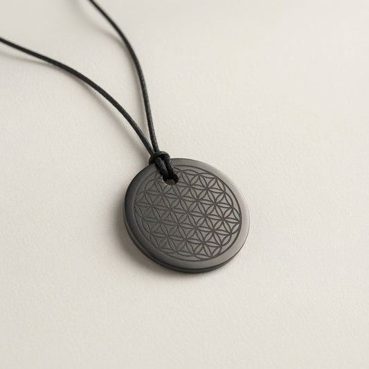Shungite 'Flower of Life' Energy Pendant - GroundedKiwi.nzNecklace Necklace5ganit radiationcrystal
