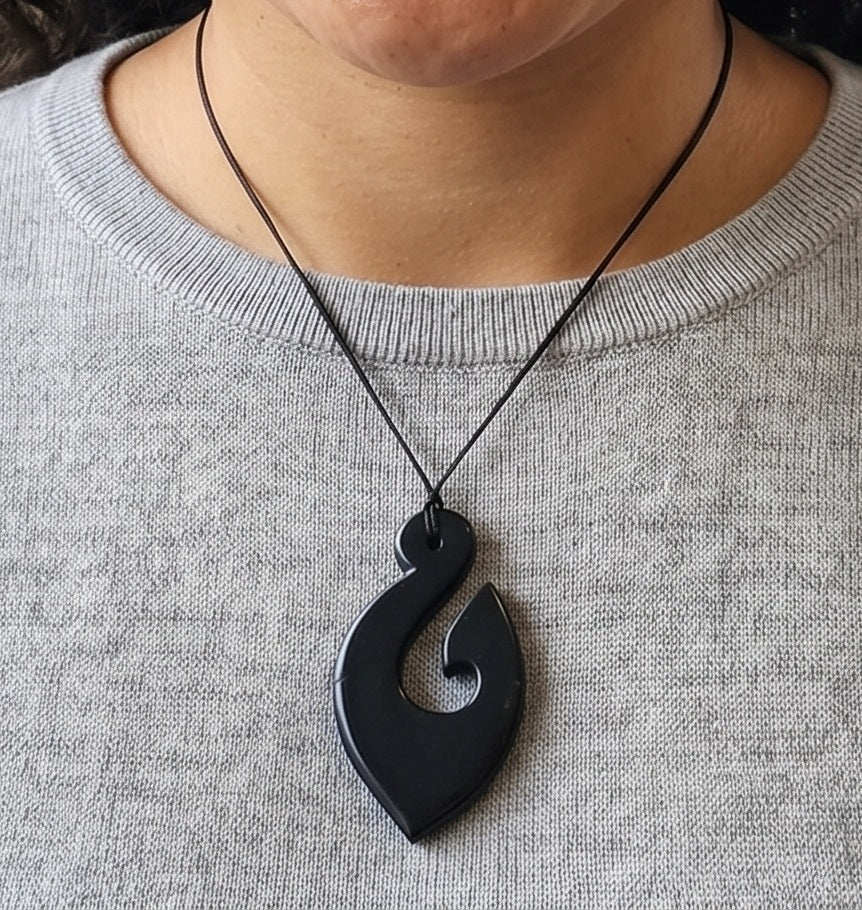 Shungite Koru Hook Pendant - GroundedKiwi.nzNecklace Necklace5ganit radiationbalance
