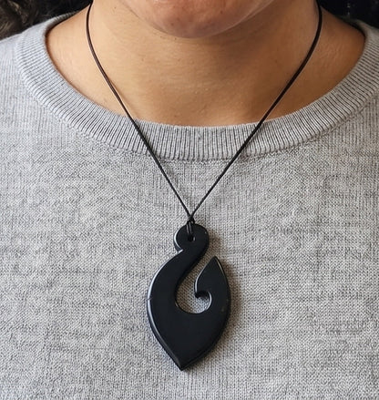 Shungite Koru Hook Pendant - GroundedKiwi.nzNecklace Necklace5ganit radiationbalance