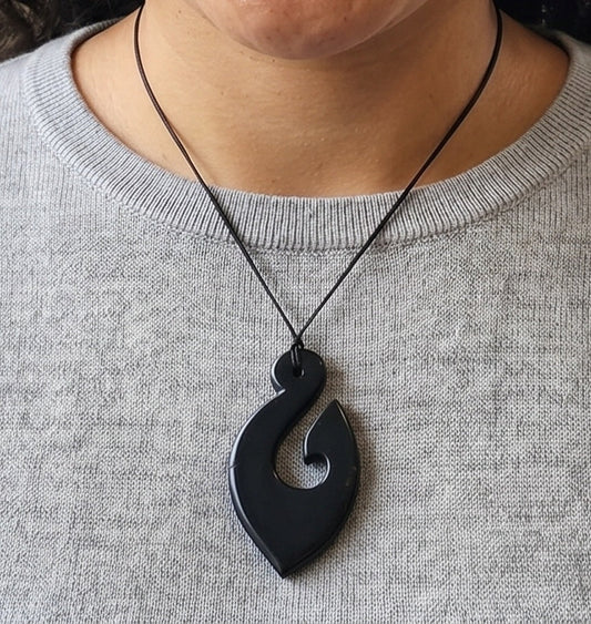 Shungite Koru Hook Pendant - GroundedKiwi.nzNecklace Necklace5ganit radiationbalance