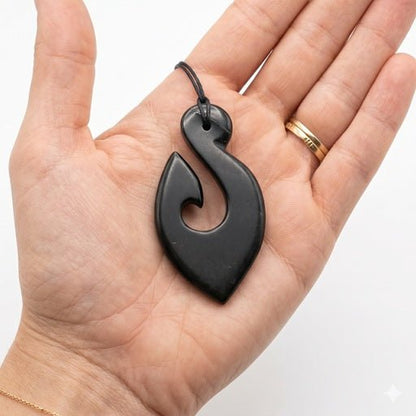 Shungite Koru Hook Pendant - GroundedKiwi.nzNecklace Necklace5ganit radiationbalance