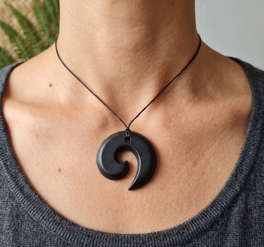 Shungite Koru Spiral - GroundedKiwi.nzNecklace Necklace5ganit radiationbalance