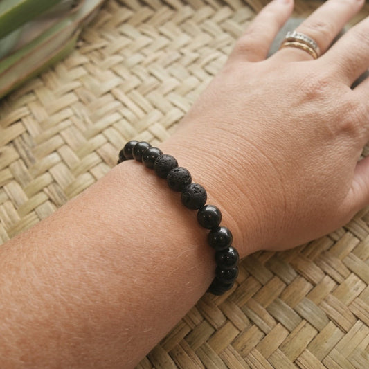 Shungite & Lava Stone Energy Bracelet - GroundedKiwi.nzBracelet Bracelet5ganit radiationbracelet