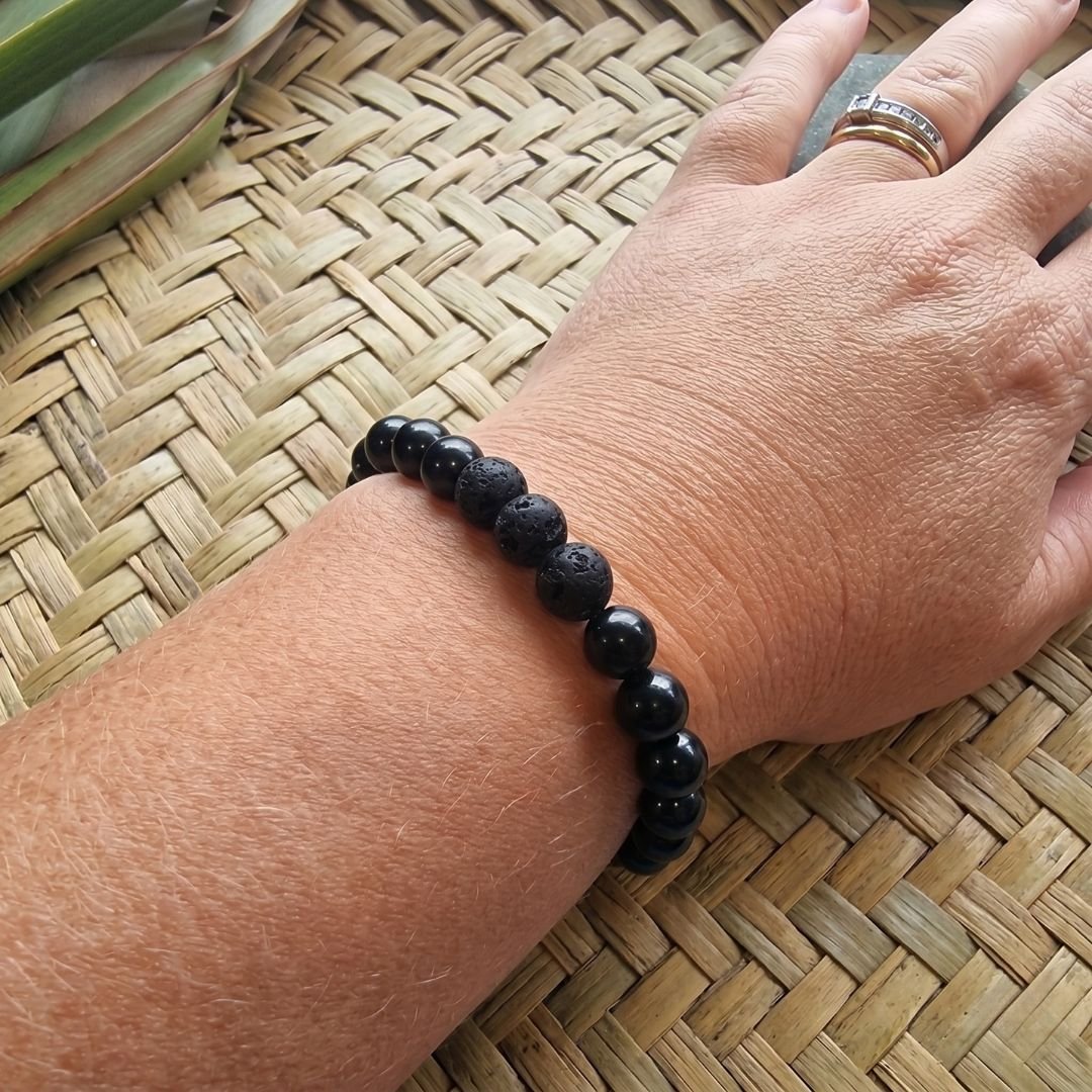 Shungite & Lava Stone Energy Bracelet - GroundedKiwi.nzBracelet Bracelet5ganit radiationbracelet