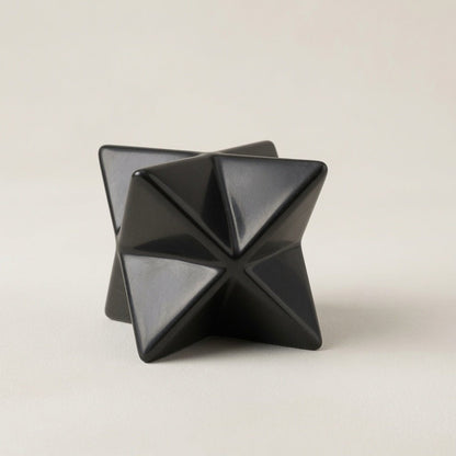 Shungite Merkaba Star - Polished Shungite Stone Star 40mm - GroundedKiwi.nz emfhouseshungite