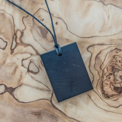 Shungite rectangular pendant - Authentic Shungite from Karelia Russia - GroundedKiwi.nz