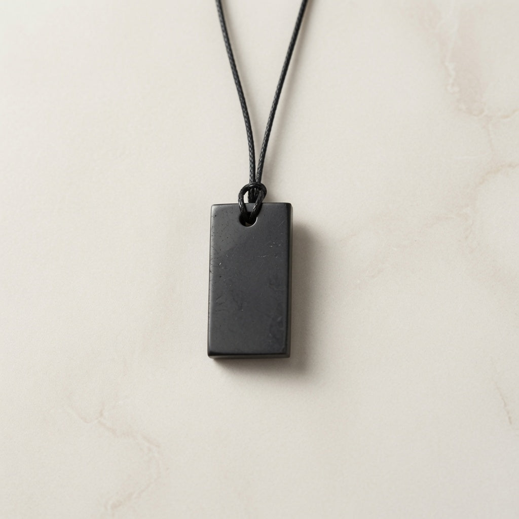 Shungite rectangular pendant - Authentic Shungite from Karelia Russia