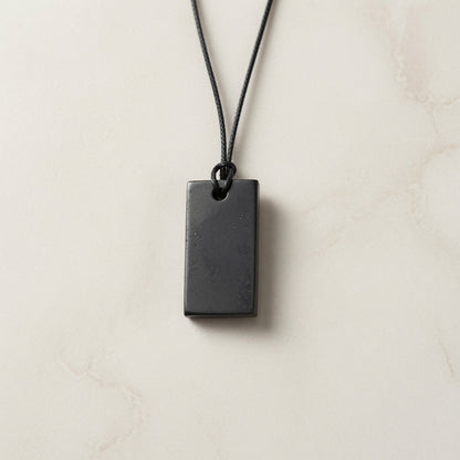 Shungite rectangular pendant - Authentic Shungite from Karelia Russia