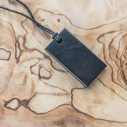 Shungite rectangular pendant - Authentic Shungite from Karelia Russia - GroundedKiwi.nz