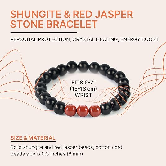 Shungite & Red Jasper Bracelet - GroundedKiwi.nzBracelet Bracelet5ganit radiationbracelet