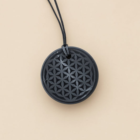 Shungite SECONDS 'Flower of Life' Pyrite imperfections - GroundedKiwi.nzNecklace Necklace5ganit radiationcrystal