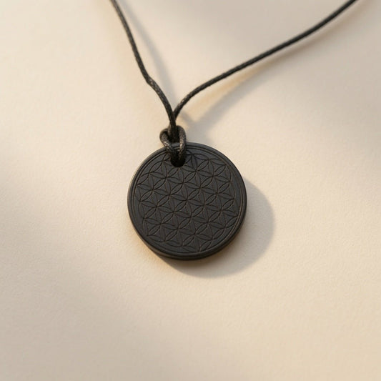 Shungite SECONDS 'Flower of Life' Pyrite imperfections - GroundedKiwi.nzNecklace Necklace5ganit radiationcrystal