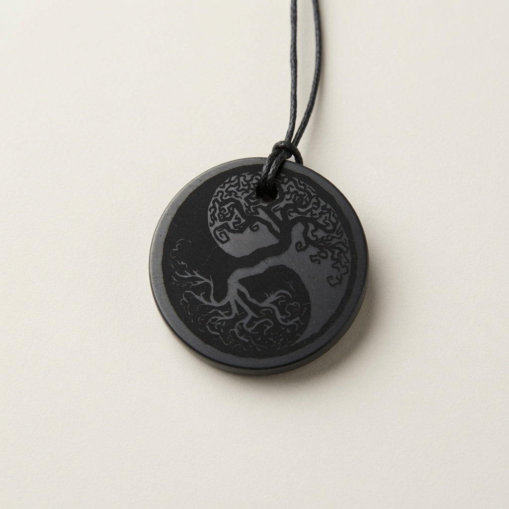 Shungite SECONDS 'Tree of Life' Pendant - Pyrite imperfections