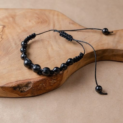 Shungite Shambhala Macramé Bracelet with a Adjustable Cord - GroundedKiwi.nzBracelet Bracelet5ganit radiationbracelet