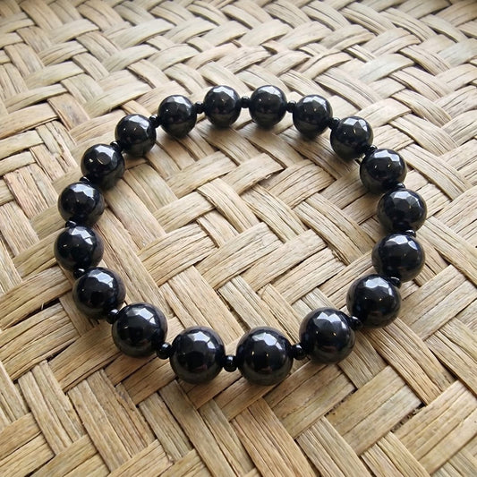 Shungite Stone Bracelet with 8mm Beads - GroundedKiwi.nzBracelet Bracelet5ganit radiationbracelet