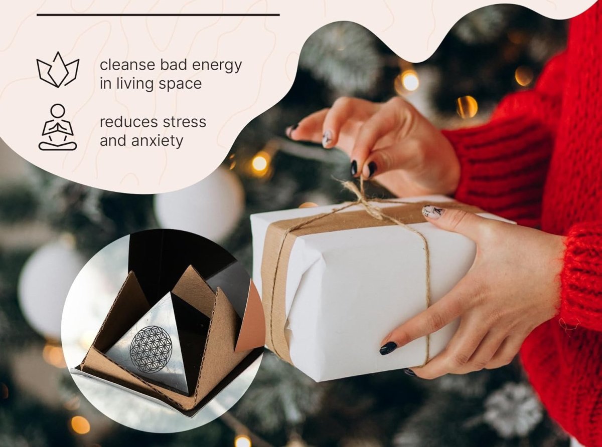 Shungite Stone Flower of Life 50mm Pyramid - GroundedKiwi.nzDecor Decor5ganit radiationcrystal