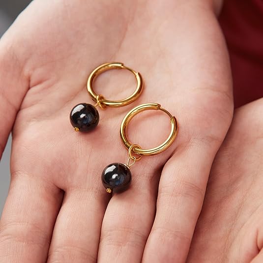 Shungite Stone Hoop Earrings