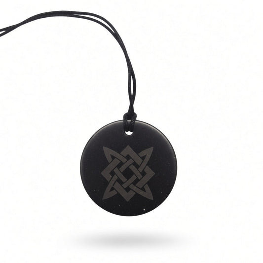 Shungite Stone Pendant - Lada Star -  family bond, balance, and safeguarding the home.