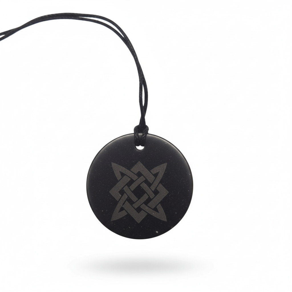 Shungite Stone Pendant - Lada Star - family bond, balance, and safeguarding the home. - GroundedKiwi.nzNecklace Necklace5gallureanit radiation