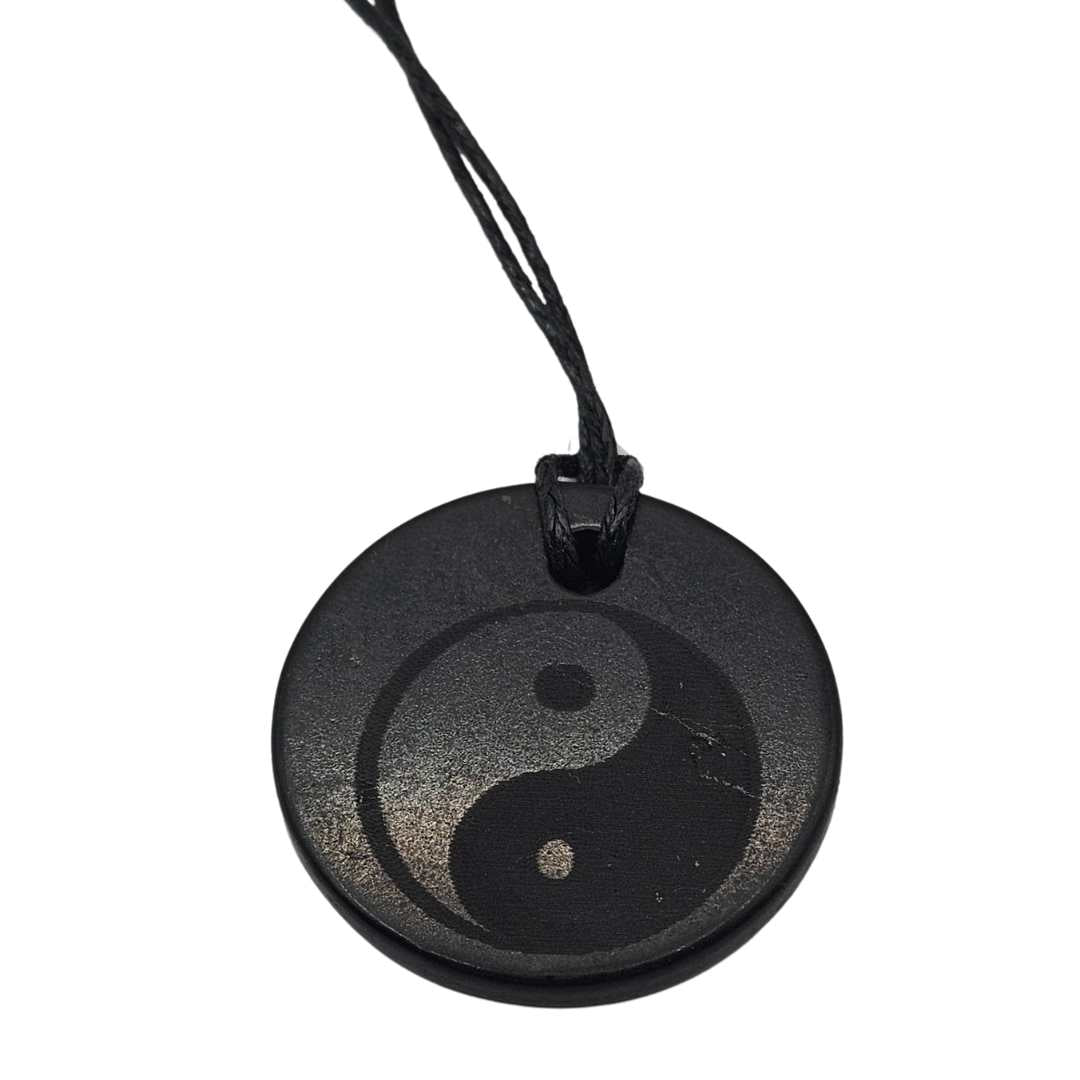 Shungite Stone Pendant - Ying/Yang Symbol - Life in Balance - GroundedKiwi.nzNecklace Necklace5ganit radiationbalance