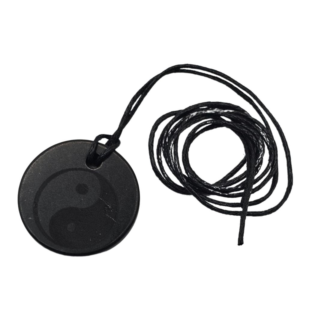 Shungite Stone Pendant - Ying/Yang Symbol - Life in Balance - GroundedKiwi.nzNecklace Necklace5ganit radiationbalance