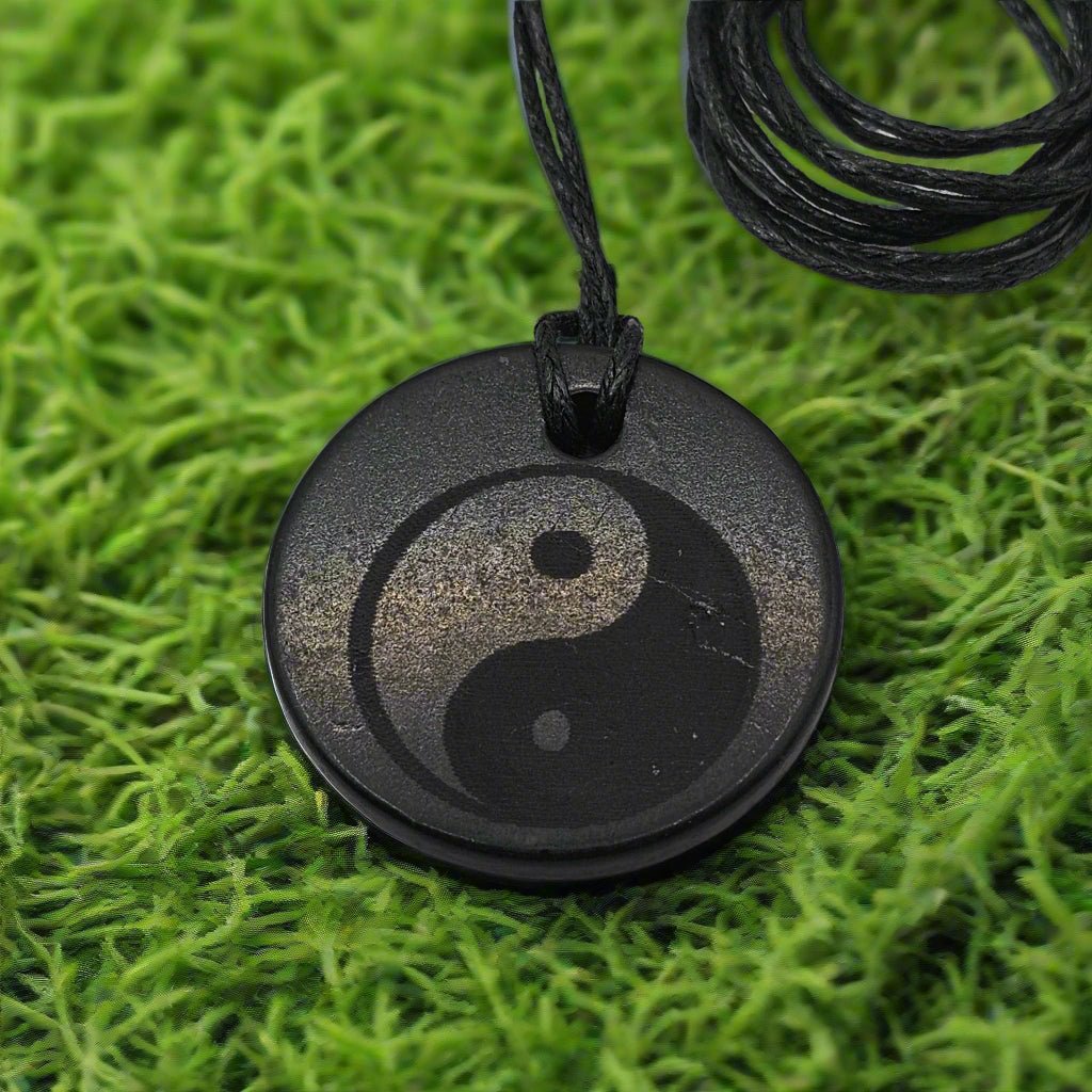 Shungite Stone Pendant - Ying/Yang Symbol - Life in Balance - GroundedKiwi.nzNecklace Necklace5ganit radiationbalance