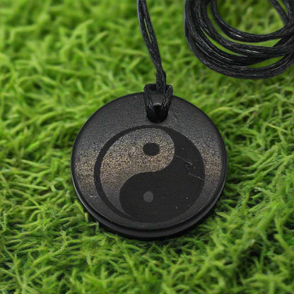Shungite Stone Pendant - Ying/Yang Symbol - Life in Balance - GroundedKiwi.nzNecklace Necklace5ganit radiationbalance