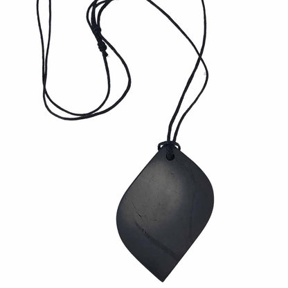 Shungite Stone Petal Pendant - Connection to Nature, Love and Passion - GroundedKiwi.nzNecklace Necklace5ganit radiationcrystal
