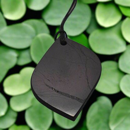 Shungite Stone Petal Pendant - Connection to Nature, Love and Passion - GroundedKiwi.nzNecklace Necklace5ganit radiationcrystal