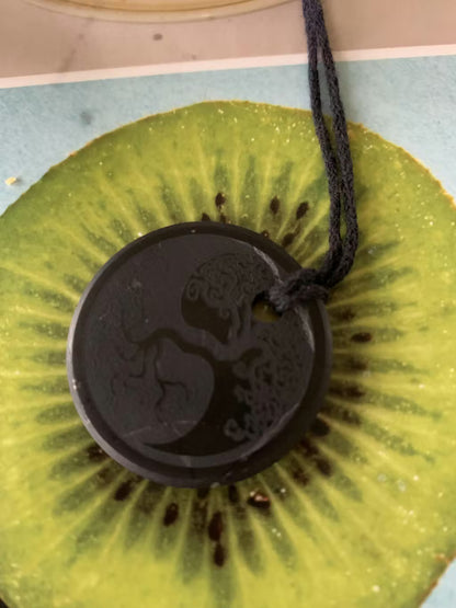 Shungite 'Tree of Life' Pendant - Yin Yang Symbol - Balance in Life