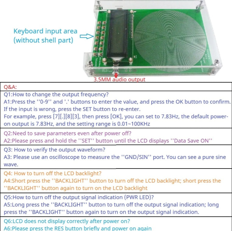 Instructions on how to use the schumann wave generator