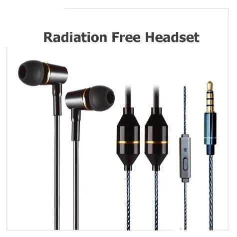 SYB Air Tube Stereo Anti-Radiation Headset, EMF Protection (Black, In-Ear)