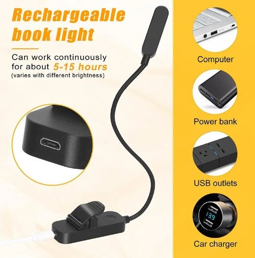 Amber Clip-On Reading Light - Reduce blue light before sleep - GroundedKiwi.nz