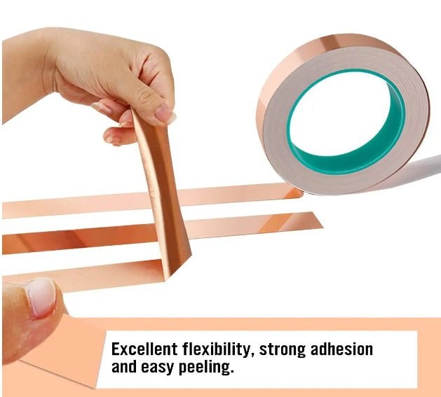 Copper foil adhesive tape - 10mm wide X 20 meters - GroundedKiwi.nz
