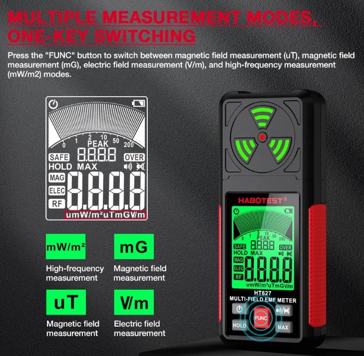 EMF Household Tester - Voltage, Magnetic force & Radio Frequencies - GroundedKiwi.nzElectrical Testing Tools Electrical Testing Toolsemfhousehousehold