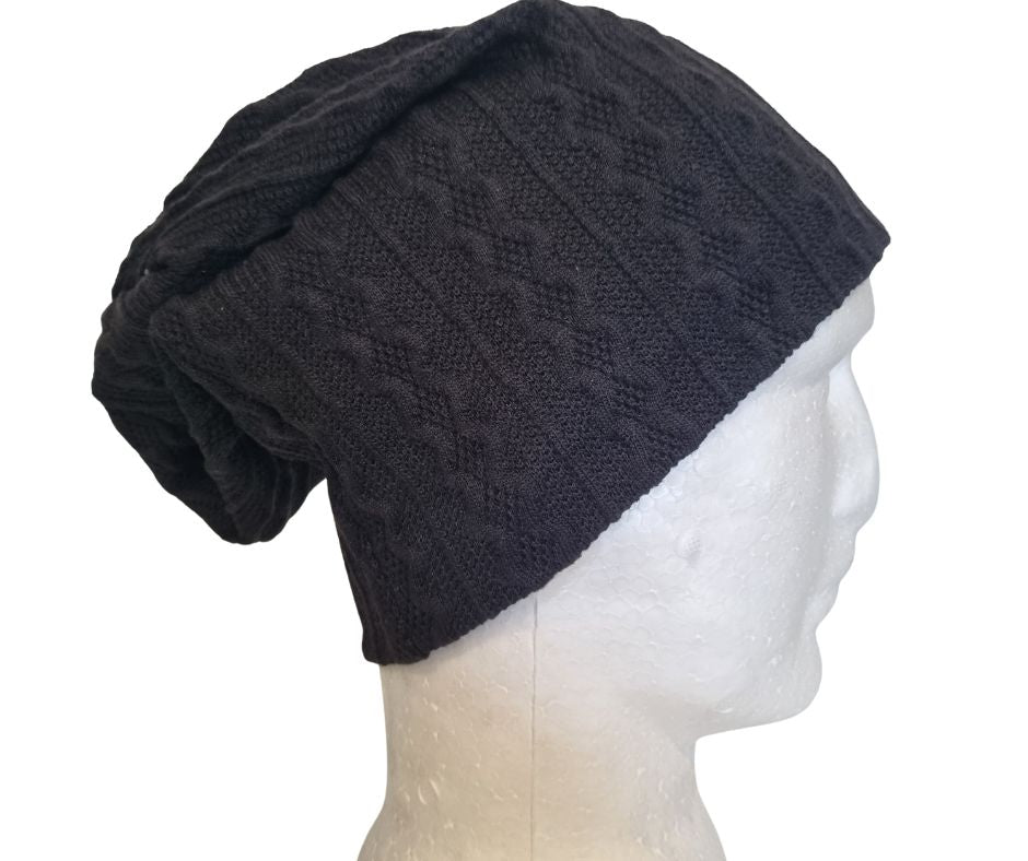 EMF Protecting Adults Beanie - Radiation blocking silver lined Black slouchy beanie - GroundedKiwi.nz